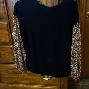 Nice soft sweater with sheer sleeves flower, pattern, dress up dress down